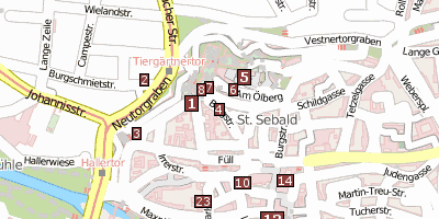 Stadtplan Felsengänge  Nürnberg