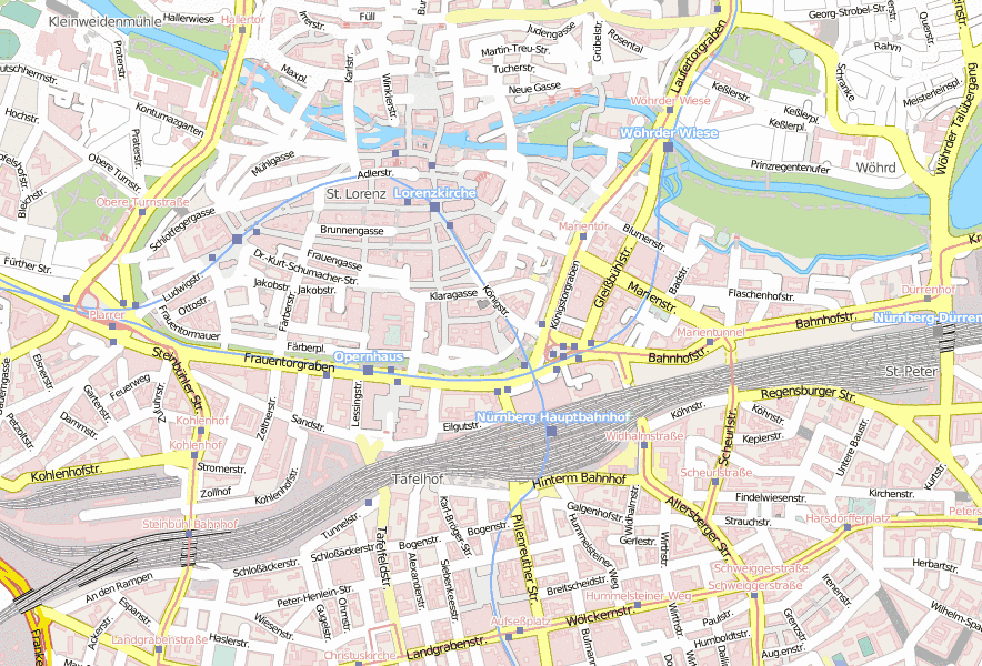 Neues Museum Nürnberg-Stadtplan mit Satellitenaufnahme und Unterkünften ...